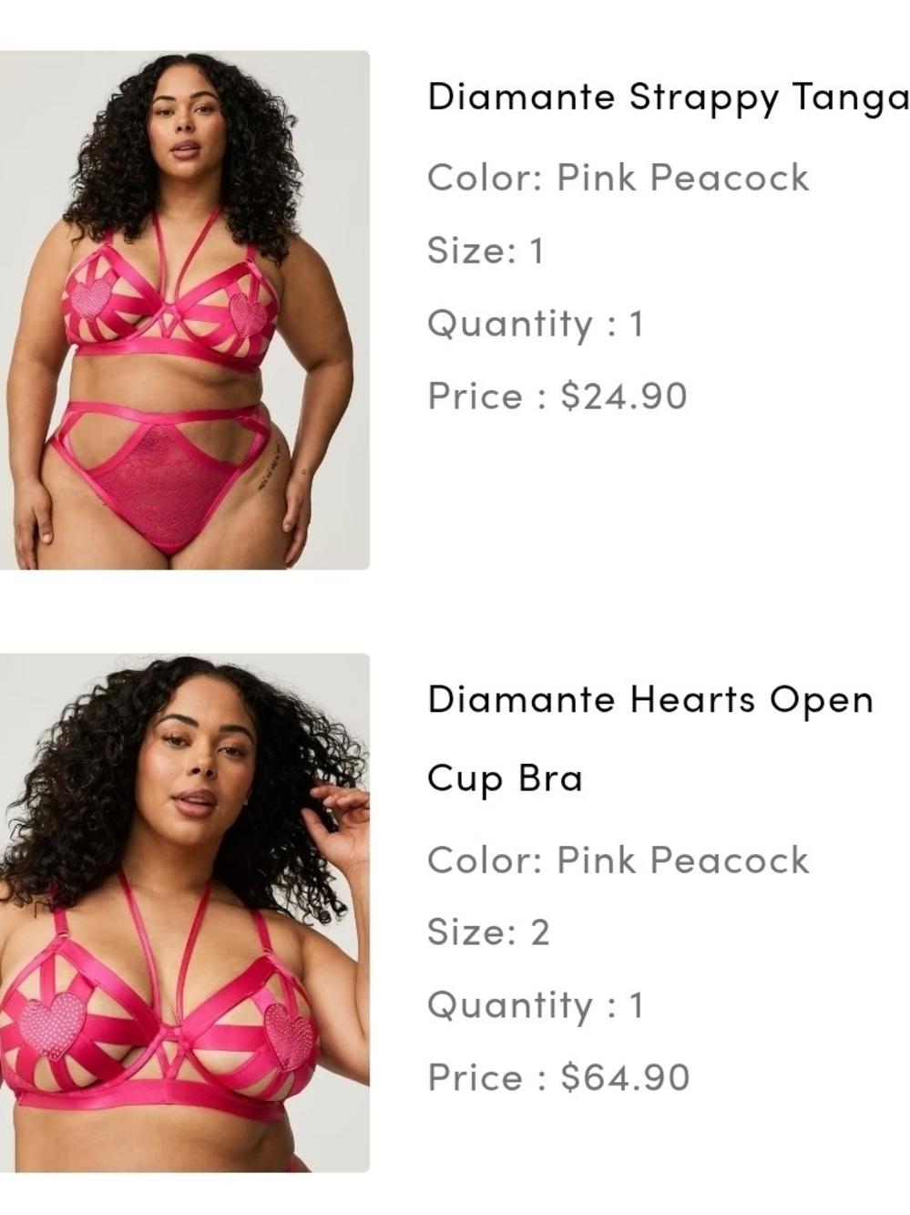 Torrid Diamante Hearts Open Cup Bra - Pink Peacock